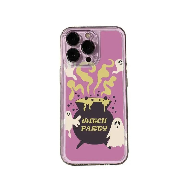 Witch Party Printed iPhone Case – Transparent Shockproof Cover for iPhone 17 / 16 / 15 / 14 / 13 / 12 / 11 Pro Max / Plus / Mini
