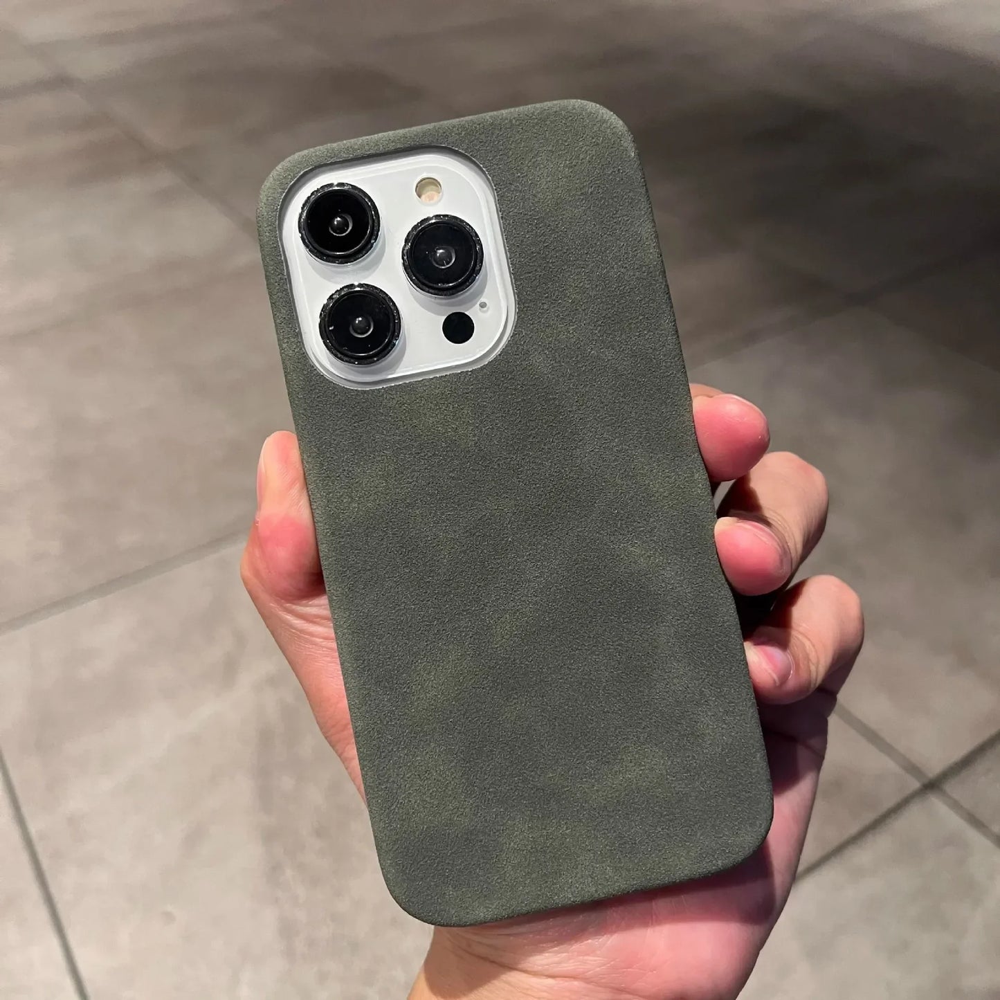 Luxury Suede Leather Phone Case – Matte Silicone Soft Shockproof Cover for iPhone 16 / 15 Pro Max / Plus / 14 / 13 / 12 / 11