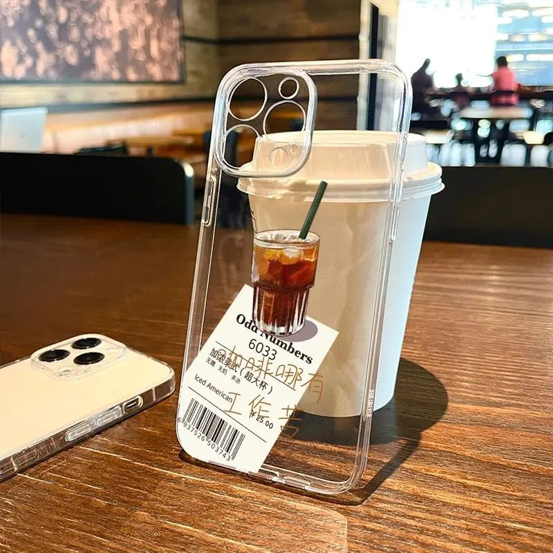 American Coffee Has No Hard Work Phone Case for iPhone 16/15/14/13/16E β Clear Silica Gel Protective Cover