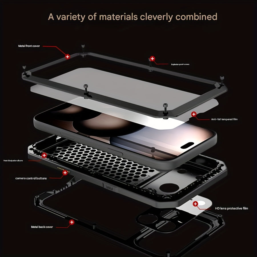 IPhone 17/17 Air/17 Pro/17 Pro Max Anti-Drop, Dustproof - Heavy Duty Metal Shockproof Phone Case