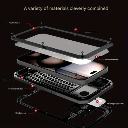 IPhone 17/17 Air/17 Pro/17 Pro Max Anti-Drop, Dustproof - Heavy Duty Metal Shockproof Phone Case