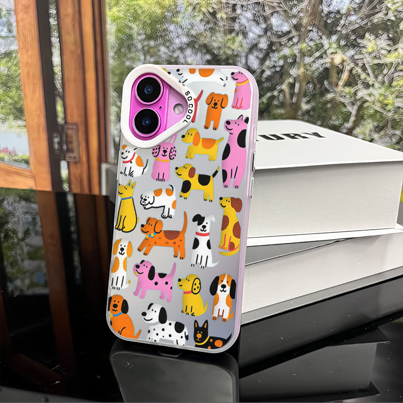 iPhone 12 to 17 All Models Case – Cute Dog Design, Sparkling, Shockproof