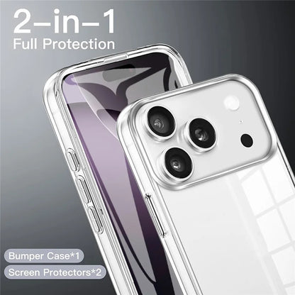 For iPhone 17 Pro Max Case TPU Frame Clear Acrylic Back Phone Cover with PET Film, iPhone 13/14/15/16/17 Pro Max