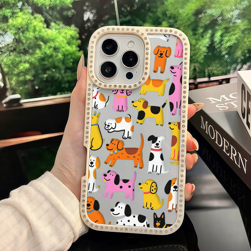 iPhone 12 to 17 All Models Case – Cute Dog Design, Sparkling, Shockproof