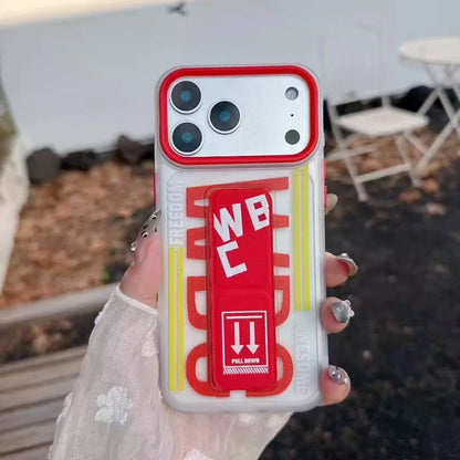 Luxury WBC Style Pull Strap Bracket Case – iPhone 17 / 17 Air / 16 / 15 / 14 / 13 Pro Max