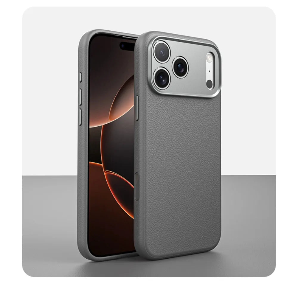 Balueus Genuine Leather Magnetic Phone Case for iPhone 17 Pro Max/16/15 – Original Cover with All-Inclusive Camera Lens Protection