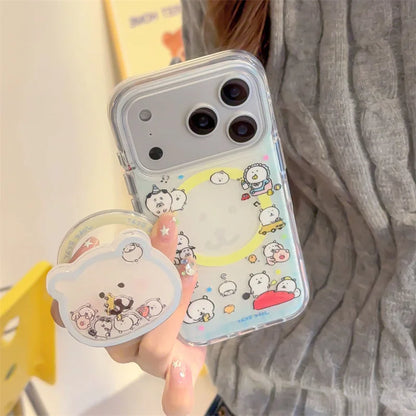 Funny Cute Bear Magnetic Phone Case with MagSafe Stand – Shockproof Kawaii Bracket Cover for iPhone 17 Pro / 16 Pro Max / 15 / 14
