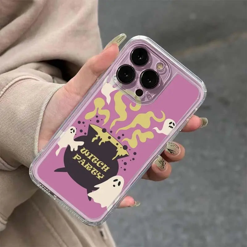 Witch Party Printed iPhone Case – Transparent Shockproof Cover for iPhone 17 / 16 / 15 / 14 / 13 / 12 / 11 Pro Max / Plus / Mini