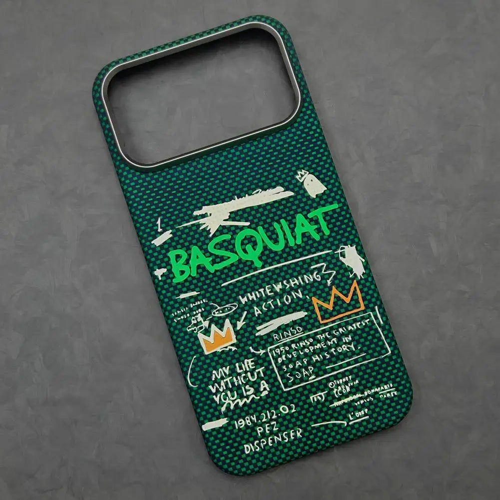 Aramid Fiber Graffiti Phone Case – Ultra-Thin Shockproof Hard Shell for iPhone 17 Pro / 17 Pro Max