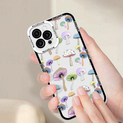 Cartoon Colorful Mushroom Phone Case for iPhone 16/15/14/16E – Shockproof Soft TPU Cover Fundas