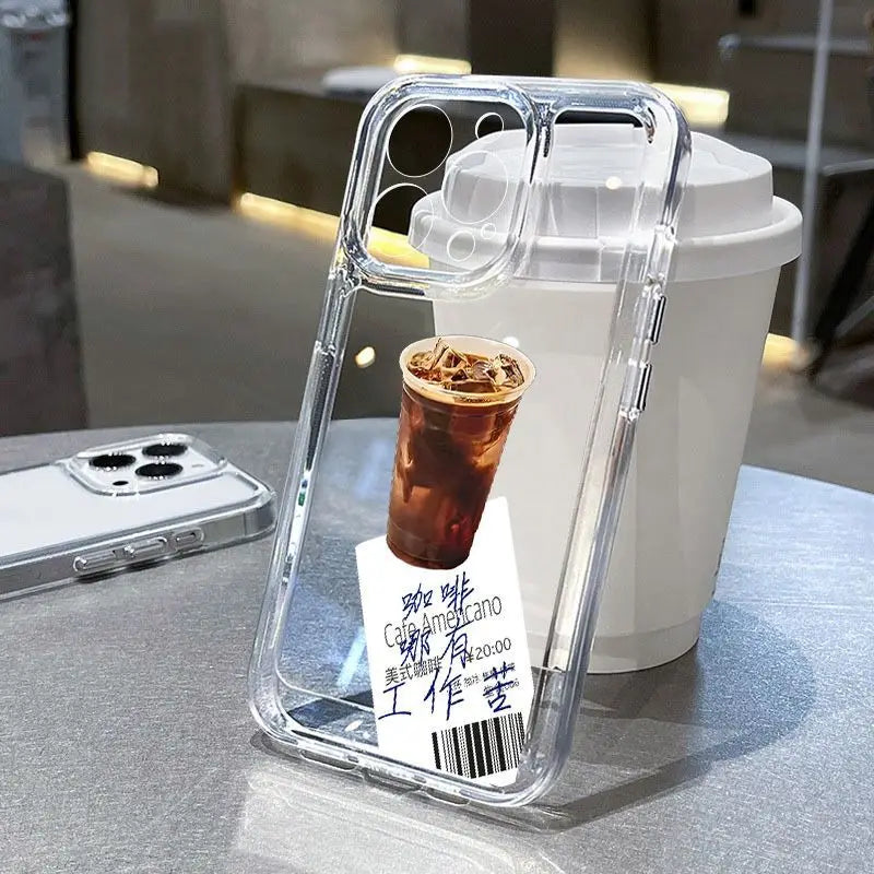 American Coffee Has No Hard Work Phone Case for iPhone 16/15/14/13/16E – Clear Silica Gel Protective Cover