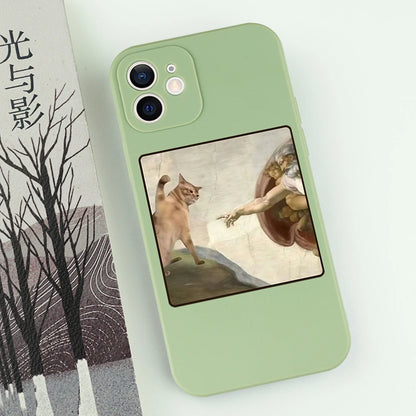 Famous Painting Cat Phone Case for iPhone 16/15/14/13/16E – Shockproof Non-Slip Soft Cover