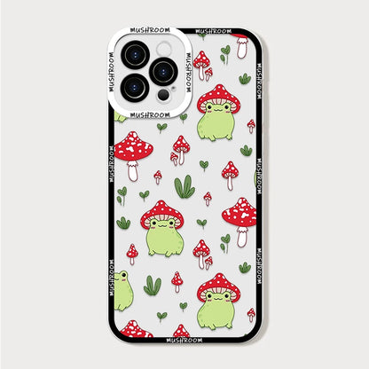 Cartoon Colorful Mushroom Phone Case for iPhone 16/15/14/16E – Shockproof Soft TPU Cover Fundas