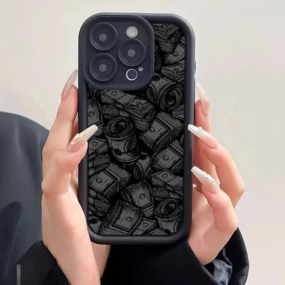 Banknote Pattern Silicone Phone Case – Soft Protective Cover for iPhone 16 / 15 / 14 / Pro / Pro Max / 15 / 16 Plus