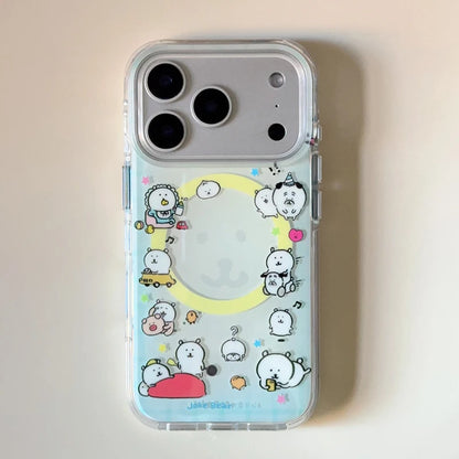 Funny Cute Bear Magnetic Phone Case with MagSafe Stand – Shockproof Kawaii Bracket Cover for iPhone 17 Pro / 16 Pro Max / 15 / 14
