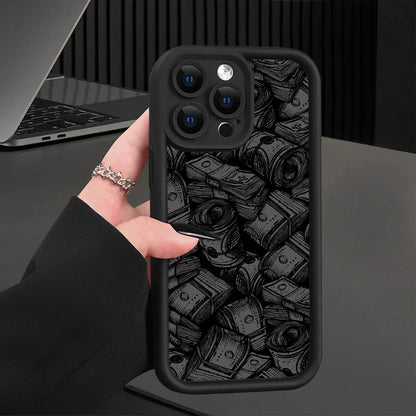 Banknote Pattern Silicone Phone Case – Soft Protective Cover for iPhone 16 / 15 / 14 / Pro / Pro Max / 15 / 16 Plus