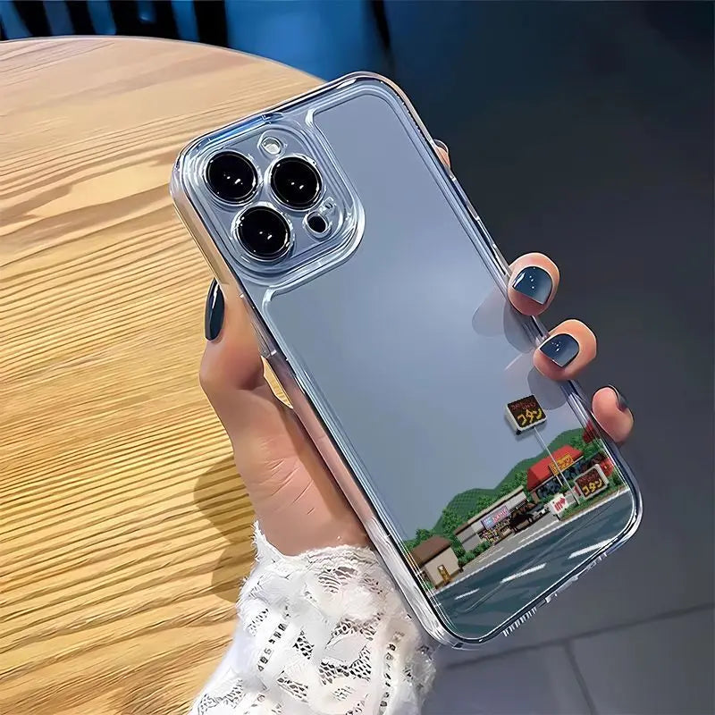 Dashed Road Sign Transparent Phone Case for iPhone 16/15/14/13 Pro 16E – Clear Silica Gel Protective Cover