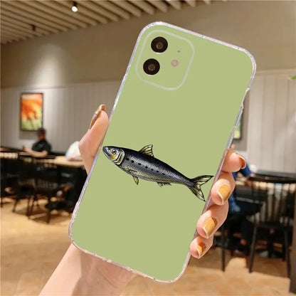 Sardines Phone Case – Shockproof Non-Slip Silicone Soft Cover for iPhone 16 / 15 / 14 Pro Max / Mini / Plus / 16E