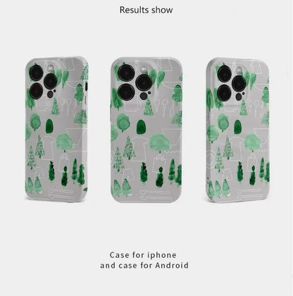 Grey Bottomed Trees & Tableware Acrylic Case – iPhone 17 Air / 16E / 15 Pro Max / 14 Plus / 13 / 12 Mini / 11 / Pro