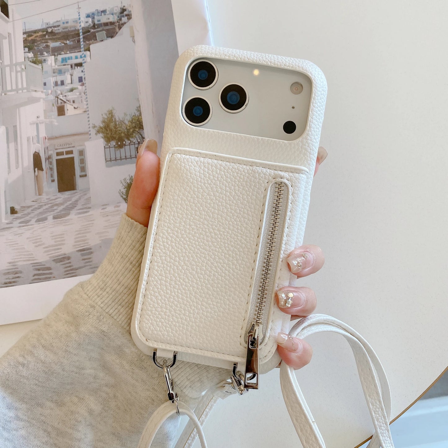 Crossbody Lanyard Phone Case with Zipper Mirror Wallet & Card Holder – Compatible with iPhone 17 / 16 / 15 / 14 / 13 Pro Max / Plus