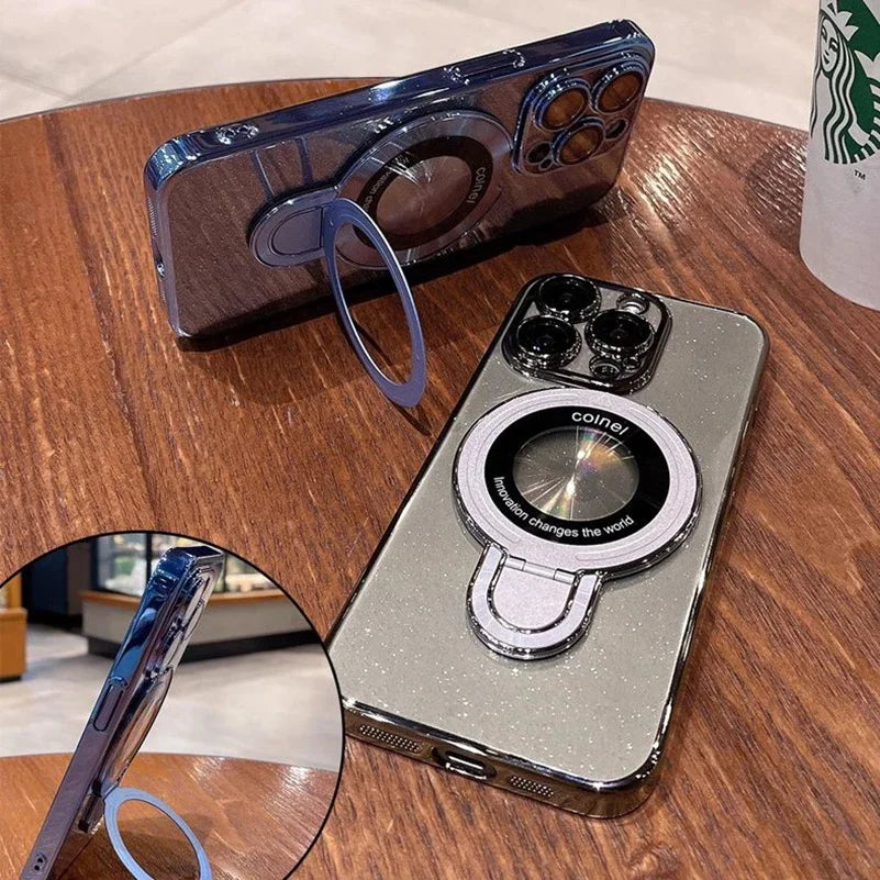 Luxury Glitter MagSafe Bracket Case for iPhone 17/16/15/14 Pro Max