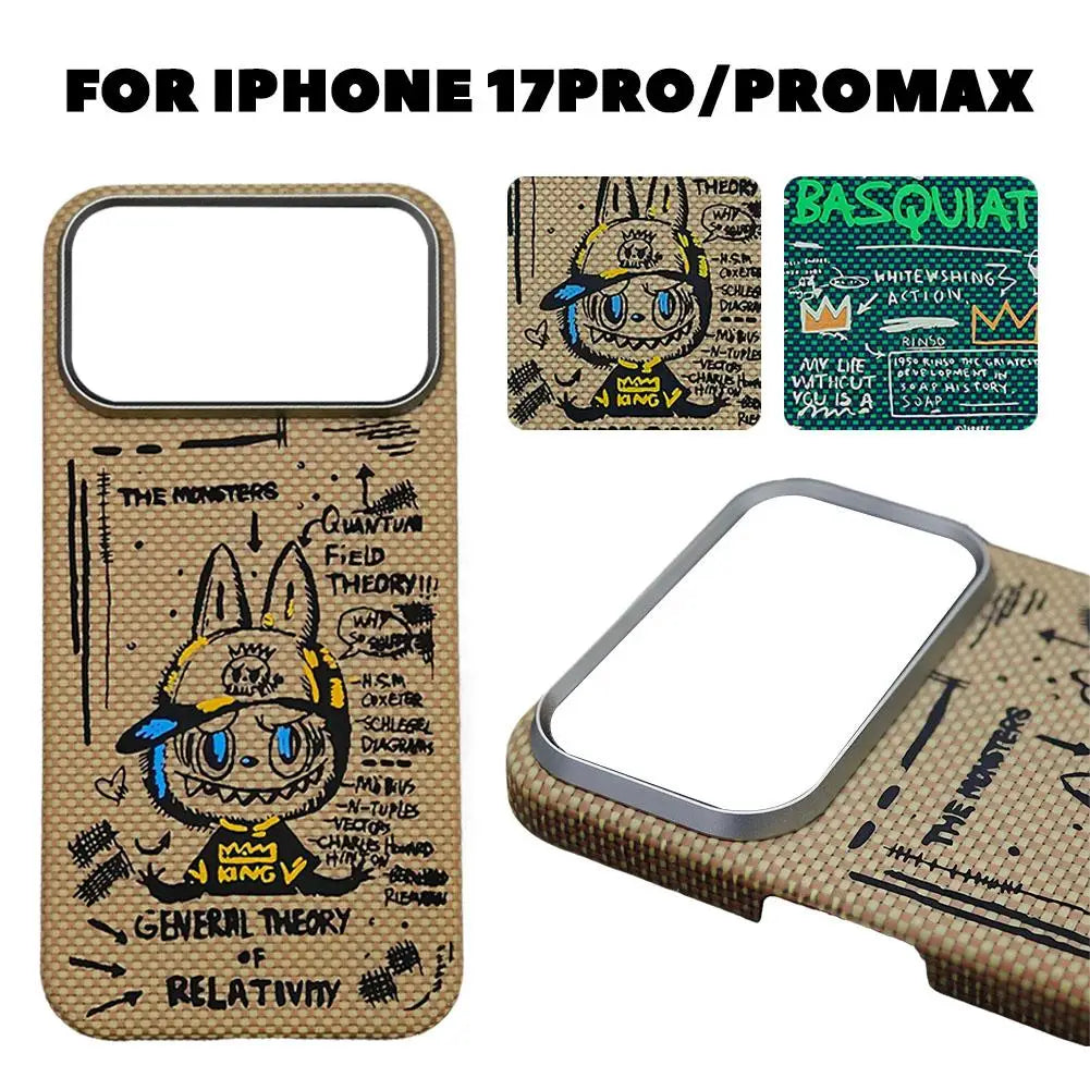 Aramid Fiber Graffiti Phone Case – Ultra-Thin Shockproof Hard Shell for iPhone 17 Pro / 17 Pro Max