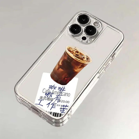 American Coffee Has No Hard Work Phone Case for iPhone 16/15/14/13/16E – Clear Silica Gel Protective Cover