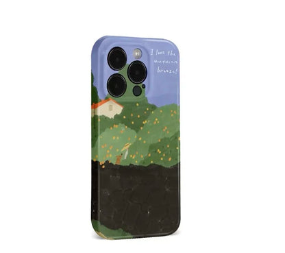 Green Velvet Mountains Illustration Case – iPhone 17 Air / 16E / 15 Pro Max / 14 Plus / 13 / 12 Mini / 11