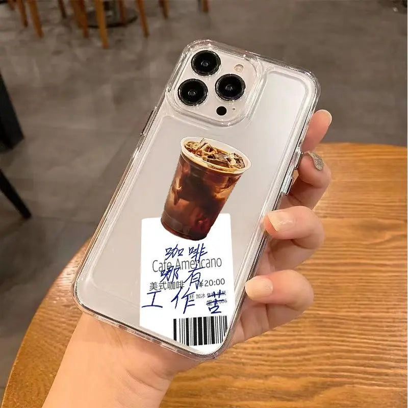 American Coffee Has No Hard Work Phone Case for iPhone 16/15/14/13/16E – Clear Silica Gel Protective Cover
