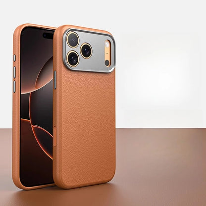 Balueus Genuine Leather Magnetic Phone Case for iPhone 17 Pro Max/16/15 – Original Cover with All-Inclusive Camera Lens Protection