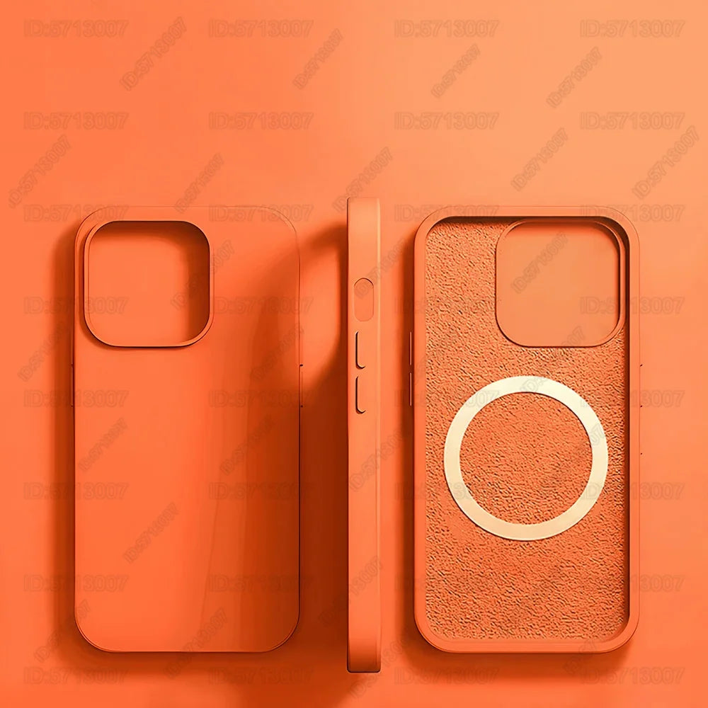 Magnetic Liquid Silicone Shockproof Case for iPhone 16/15 – MagSafe Wireless Charging Cover