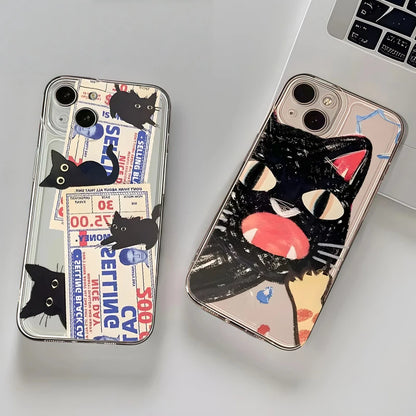 Funny Cat Phone Case – Shockproof Soft Transparent Cover for iPhone 16 / 15 / 14 Pro Max / Mini / Plus / 16E