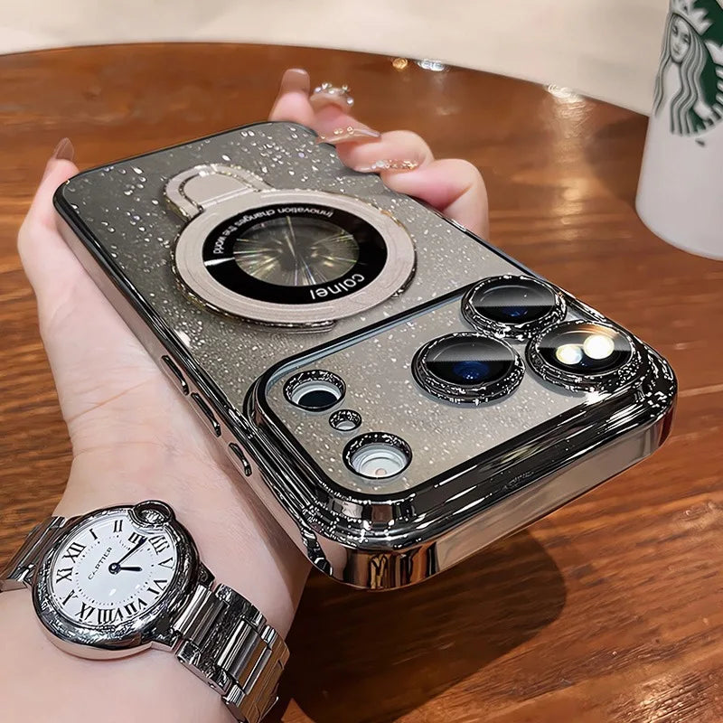 Luxury Glitter MagSafe Bracket Case for iPhone 17/16/15/14 Pro Max