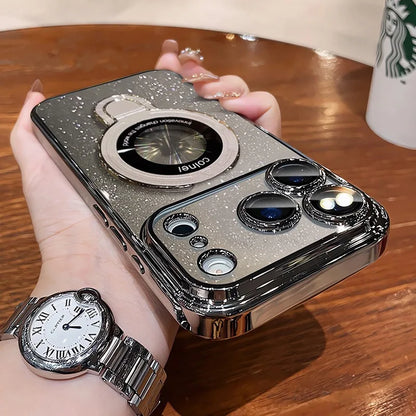 Luxury Glitter MagSafe Bracket Case for iPhone 17/16/15/14 Pro Max