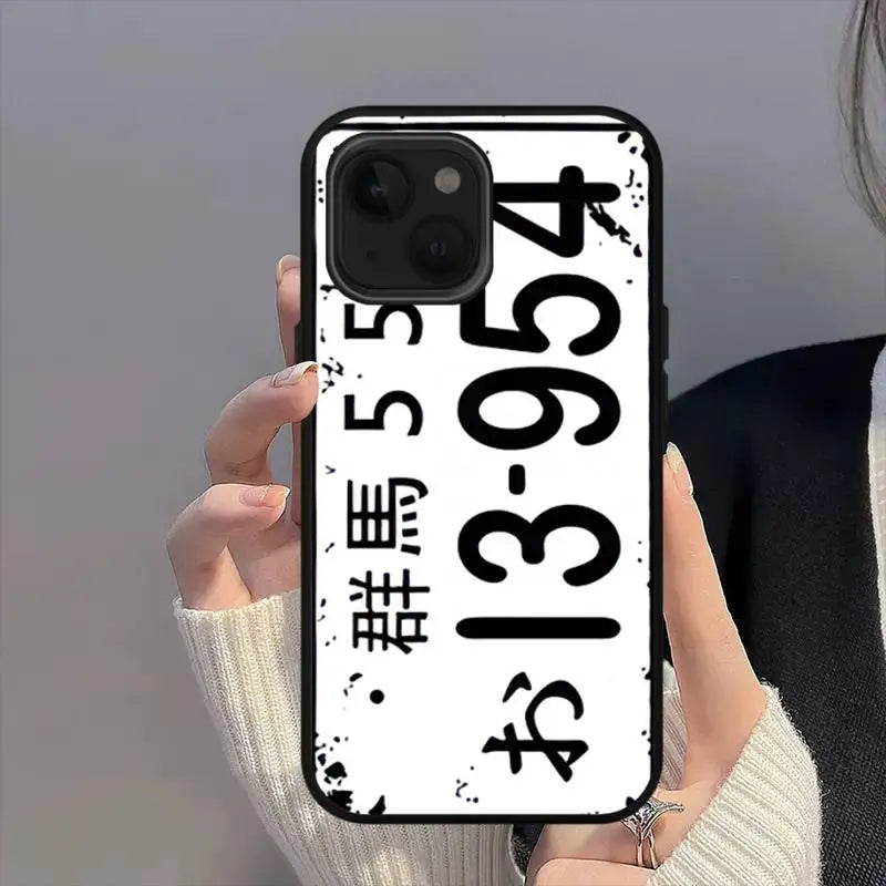 Japan Classic JDM AE86 License Plate Case – Soft Cover for iPhone 17 / 16 / 15 Pro Max & Mini