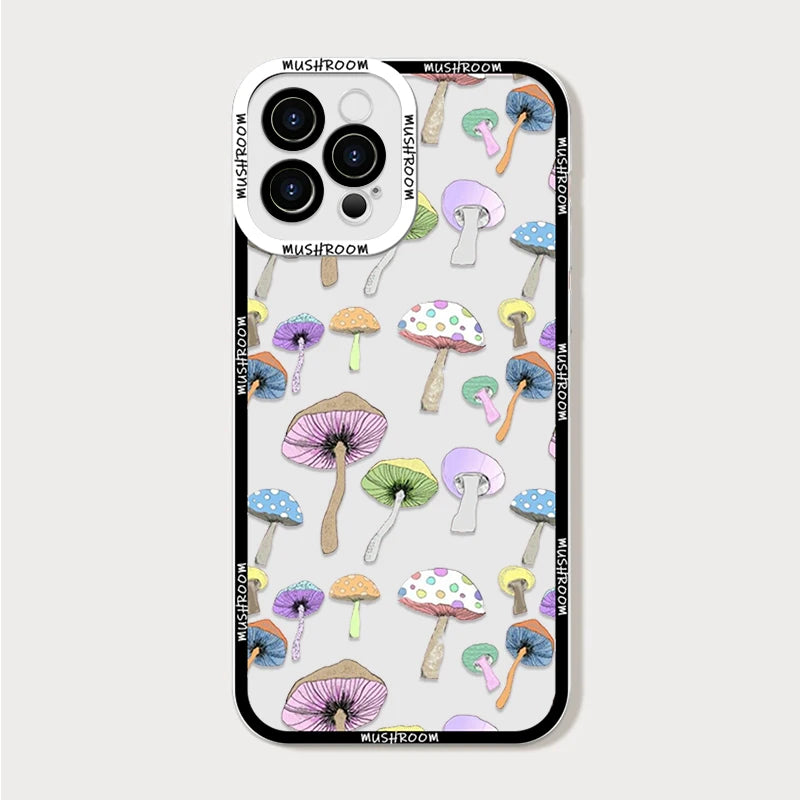 Cartoon Colorful Mushroom Phone Case for iPhone 16/15/14/16E – Shockproof Soft TPU Cover Fundas