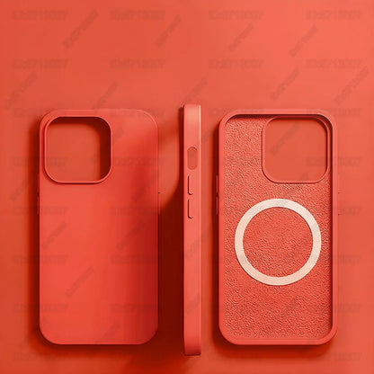 Magnetic Liquid Silicone Shockproof Case for iPhone 16/15 – MagSafe Wireless Charging Cover