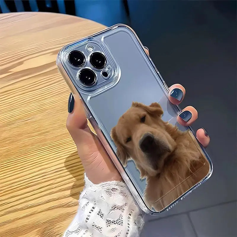 Funny Golden Retriever Clear Phone Case for iPhone 16/15/14/13/16E – Silica Gel Protective Funda