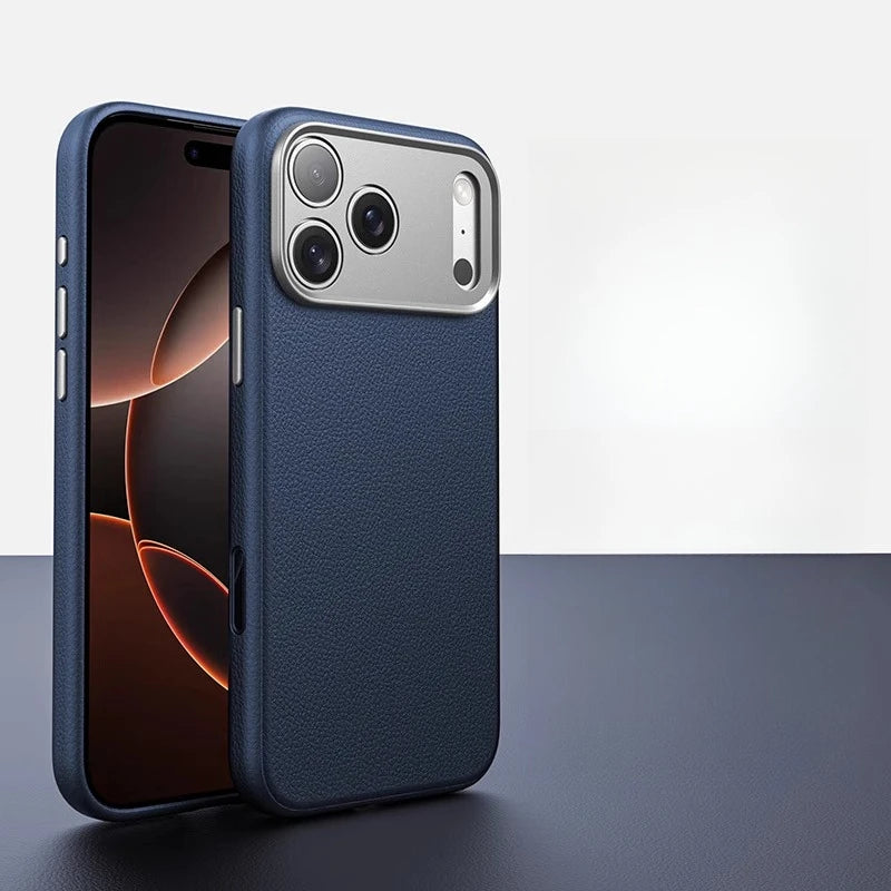 Balueus Genuine Leather Magnetic Phone Case for iPhone 17 Pro Max/16/15 – Original Cover with All-Inclusive Camera Lens Protection