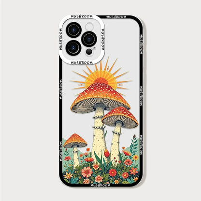 Cartoon Colorful Mushroom Phone Case for iPhone 16/15/14/16E – Shockproof Soft TPU Cover Fundas