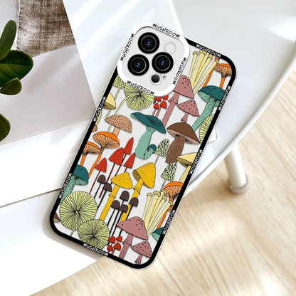 Cartoon Colorful Mushroom Phone Case for iPhone 16/15/14/16E – Shockproof Soft TPU Cover Fundas