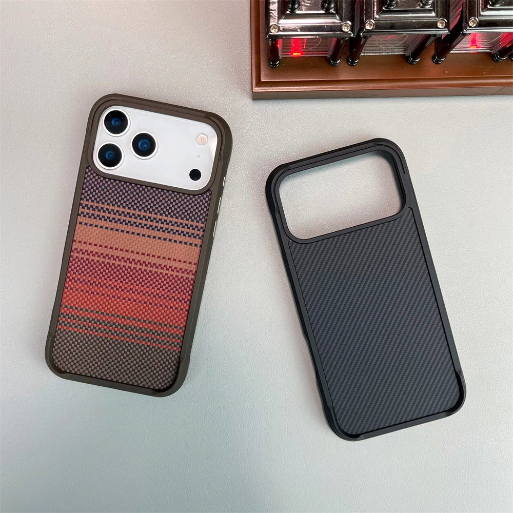 Luxury Carbon Fiber Magnetic Phone Case – For iPhone 17 Air / 16 Pro Max / 15 – Shock-Resistant & MagSafe Compatible