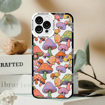 Cartoon Colorful Mushroom Phone Case for iPhone 16/15/14/16E – Shockproof Soft TPU Cover Fundas