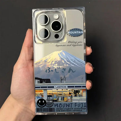 Convenience Store Fuji Snow Mountain iPhone Case – Transparent Hard Cover for iPhone 16 / 15 / 14 / 13 / 12 / 11 Pro Max / Plus