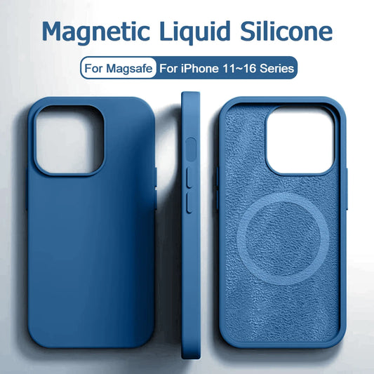 Magnetic Liquid Silicone Shockproof Case for iPhone 16/15 – MagSafe Wireless Charging Cover