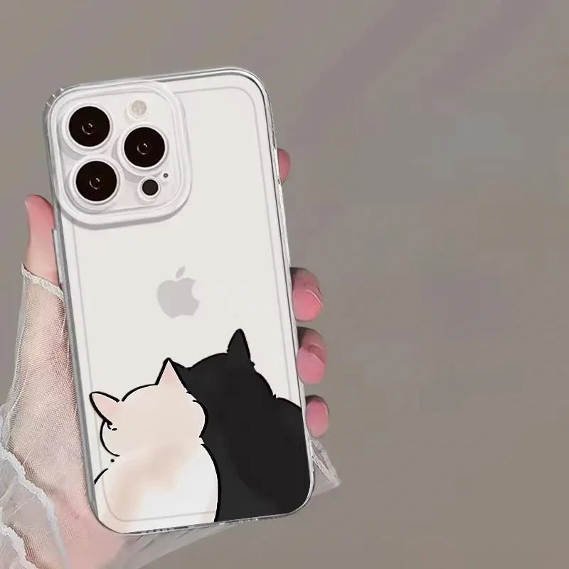 Funny Cat Phone Case – Shockproof Soft Transparent Cover for iPhone 16 / 15 / 14 Pro Max / Mini / Plus / 16E
