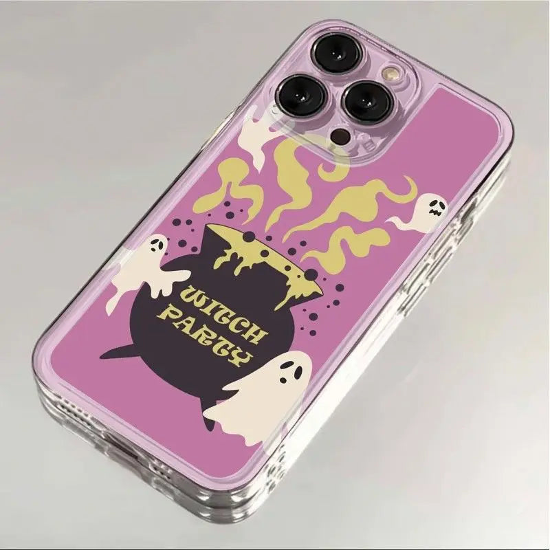 Witch Party Printed iPhone Case – Transparent Shockproof Cover for iPhone 17 / 16 / 15 / 14 / 13 / 12 / 11 Pro Max / Plus / Mini