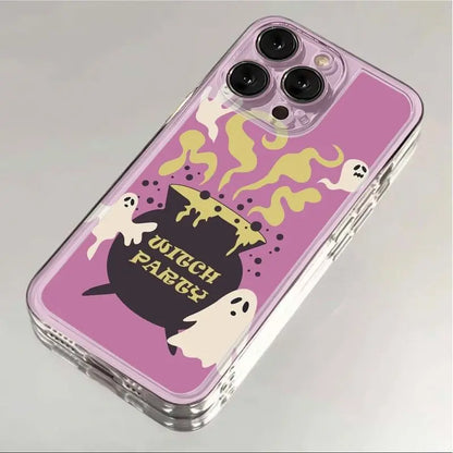 Witch Party Printed iPhone Case – Transparent Shockproof Cover for iPhone 17 / 16 / 15 / 14 / 13 / 12 / 11 Pro Max / Plus / Mini