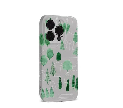 Grey Bottomed Trees & Tableware Acrylic Case – iPhone 17 Air / 16E / 15 Pro Max / 14 Plus / 13 / 12 Mini / 11 / Pro