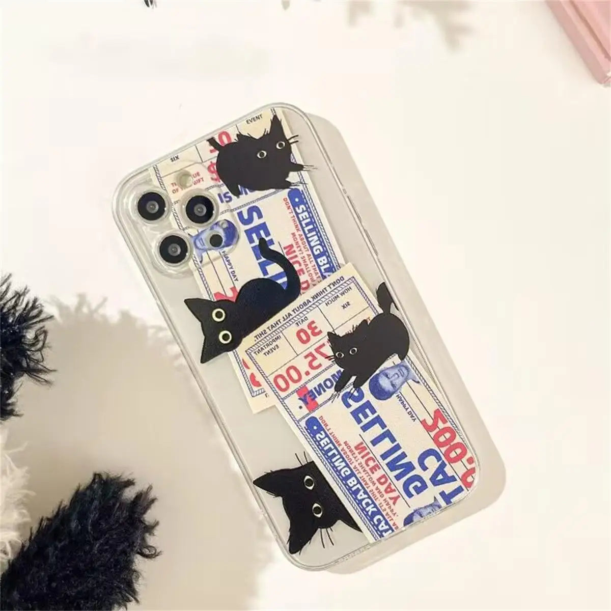 Funny Cat Phone Case – Shockproof Soft Transparent Cover for iPhone 16 / 15 / 14 Pro Max / Mini / Plus / 16E